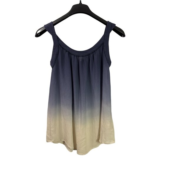 Anthropologie Postmark Silk Tank Top Sleeveless Size 8 Ombre Gradient Blue Cream - Picture 1 of 9
